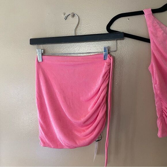 Superdown jori asymmetrical skirt set mini dress top pink stretch Revolve XS - Picture 12 of 13